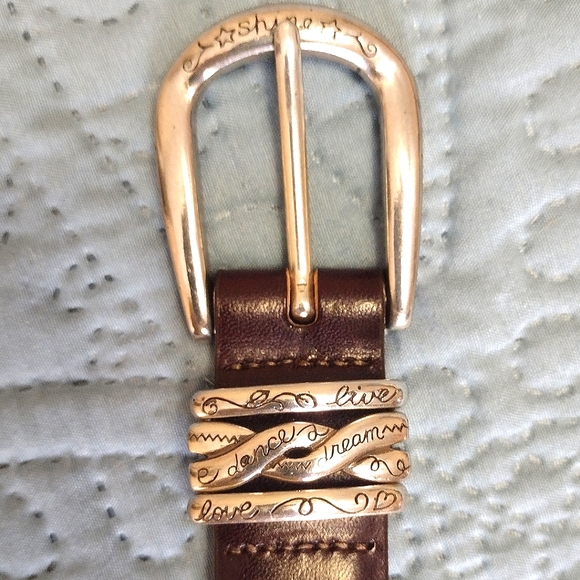 VTG 90's Brighton brown leather belt with engraved silver-tone buckle - Picture 2 of 13